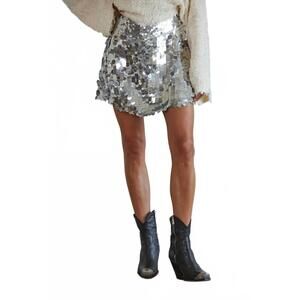 NEW BY TOGETHER be the light mini skirt in silver